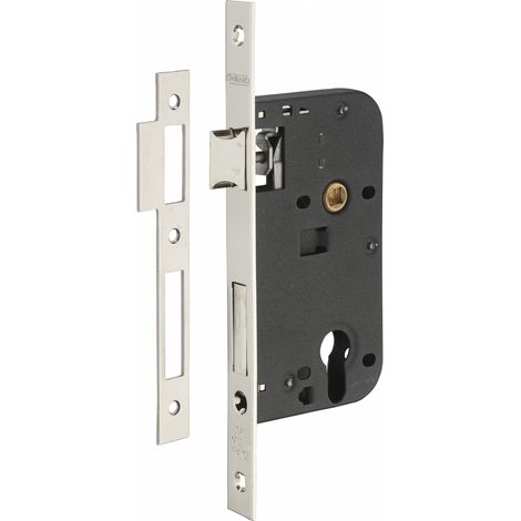 THIRARD - Boitier de serrure encastrable à cylindre pour porte d'entrée, axe 50mm, bouts carrés, têtière nickelé - THIRARD (1/3)