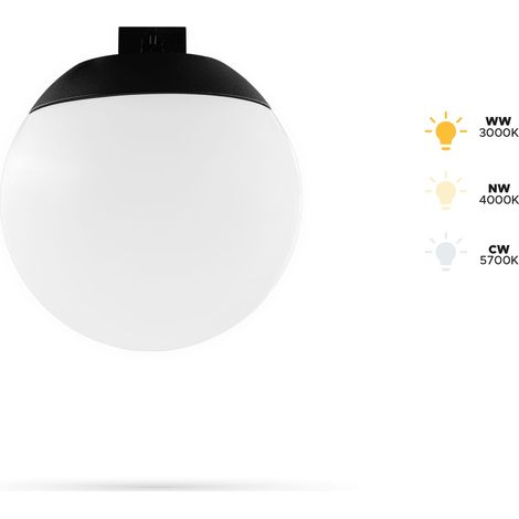Lampada a sfera DP95 da 6W per binari in tessuto FiberFLEX, 48 V CC, 3 CCT, 3000 K, 4000 K, 5700 K (1/5)