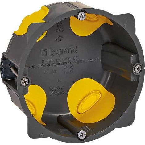 Boîte d'encastrement étanche à l'air - 1 poste - Ø 85 mm - Profondeur 40 mm - Eco Batibox - 080086L - Legrand