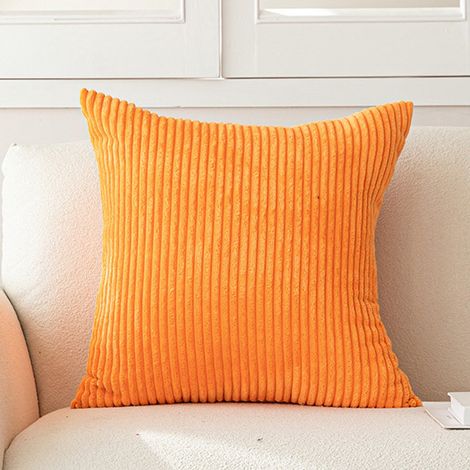 2 housses de coussin décoratives en velours côtelé, coussin de canapé, housse de coussin douce et décorative pour canapé, fauteuil, maison, chambre, 40 x 40 cm – Orange