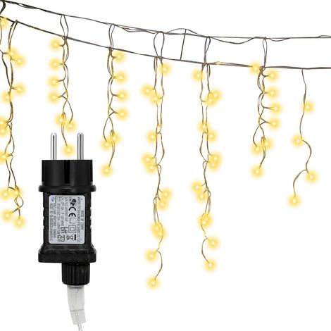 Jopassy 5M Tenda di Natale LED Stringa 200LEDs Luce di Natale Tenda Finestra Decorazione Natale Matrimonio Compleanno Casa Patio Bianco Caldo (1/5)