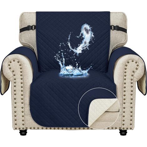 Ystyle Housse Canapé 1 Place 60cm - Impermeable Housse de Canapé avec Accoudoirs, Universelle Housse Canape Protege Canape Chat Chiens Griffures Antidérapante, Bleu Foncé (1/5)