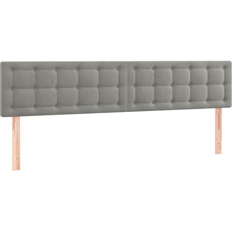 Tête de lit accessoire couchage chambre à coucher meuble capitonné 2 parties 80 x 5 x 78/88 cm tissu velours gris clair TDL0206417