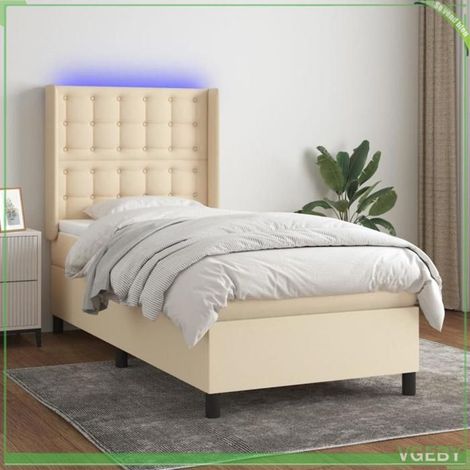 Sommier tapissier - 3138602 - 90x190 cm - Matelas 20 cm ressorts ensachés - Bande LED USB (1/5)