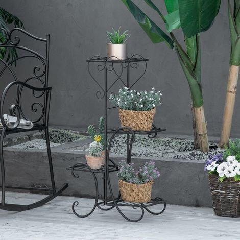 mobile scaffale 45x24,5x80 portapiante metallo nero OKMYHOME (1/4)