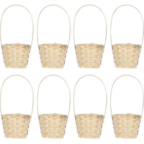 Lot de 8 paniers de rangement portables, paniers cadeaux, paniers à fleurs tressés, paniers de pique-nique-8X20CM (1/2)