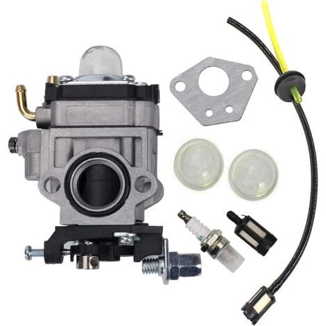 Carburateur pour Débroussailleuse 52cc 49cc 43cc 40cc Deux-temps Moteur de Débroussailleuse Carburateur, Kit Carbu avec Joint, Tuyau, Bougie d'Allumage et Filtre à Essence (1/4)
