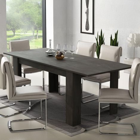 Table de salle à manger extensible, Console extensible, Table moderne avec rallonges, 140 / 200x88h75 cm, couleur Gris cendre (1/3)