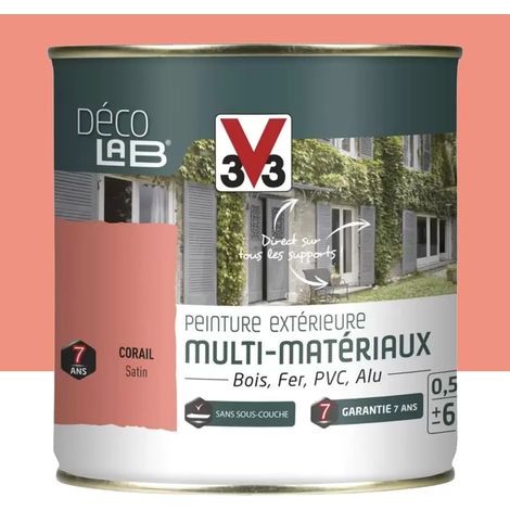 Peinture Extérieure Multi-Matériaux V33 Déco LAB Corail Satin 0,5 L (1/4)