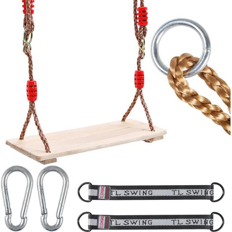 Holzschaukelsitz, Holzschaukel für den Außenbereich, Schaukel für Erwachsene und Kinder mit verstellbarer Seillänge, maximal belastbar 160 kg, Outdoor-Aktivitäten, drinnen
