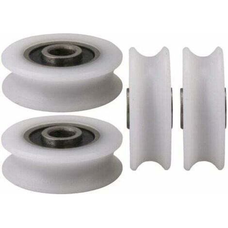 4pcs 4x20x6.5x7.4mm Blanc Intérieur Dia 4MM U-Groove Nylon Poulie Roue pour Porte Coulissante (1/3)