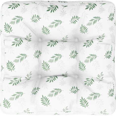 Coussin de palette motif de feuilles 60x60x12 cm tissu (1/5)