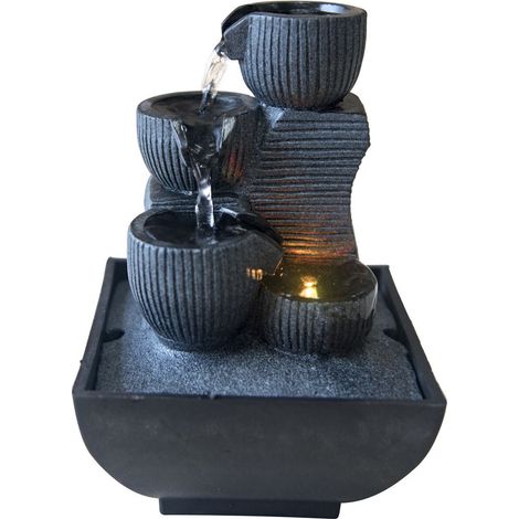 Zen Light - Kini, Fontana da Interno con Pompa e Illuminazione a LED, in Resina, Taglia Unica (1/4)