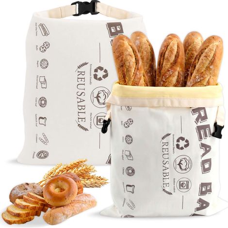 Sacs à Pain en Cire d'abeille de 43 cm x 32 cm, Lot De 2 Réutilisables Sacs De Rangement En Coton Recouvert De Cire D'Abeille (1/5)