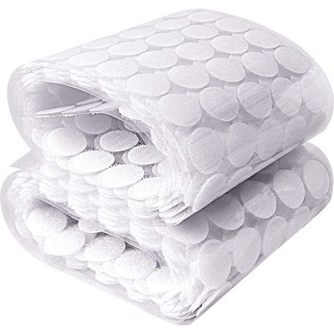 1000 selbstklebende Klettpunkte à 20 mm, 500 Paar selbstklebende Klettverschlüsse, geeignet für Papier, Kunststoff, Glas, Leder, Metall und Kleidung (weiß).