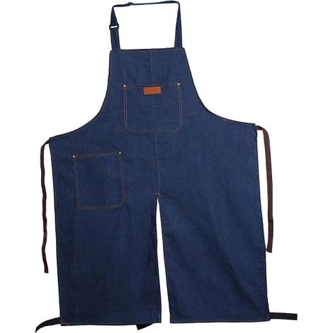 Grembiule in denim con inserti in ceramica, tasca integrata, gambe separate, senza maniche, occhielli antimacchia (1/3)