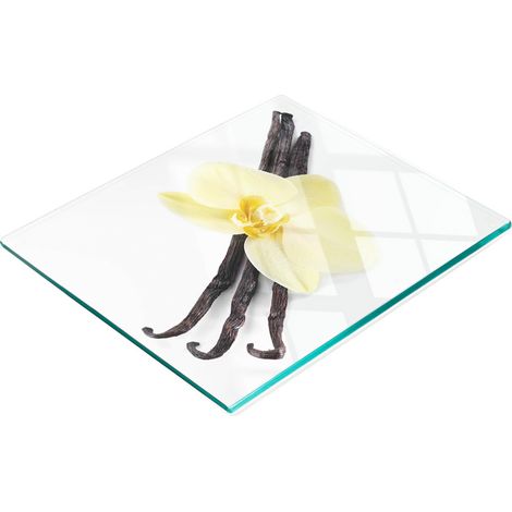 Multifunktionales dekoratives Küchenbrett aus Glas, Vanille- und Blumenmuster, 60 x 52 cm (1/5)