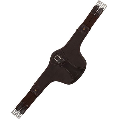 Sottopancia con pararamponi per sella inglese da salto in cuoio con elastici: 125 cm, marrone