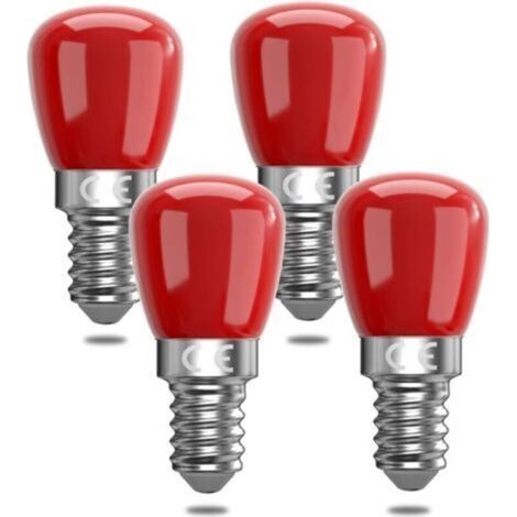 Lot de 4 ampoules LED rouges E14 3 W E14, ampoules LED décoratives rouges E14, 25 W de rechange, convient pour l'éclairage ambiant, Halloween, Noël [Classe énergétique F] (1/4)