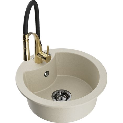Mexen Diego Granitspüle 1-beckig mit Küchenarmatur Aster, beige - 6512-69-73450-57-B (1/5)