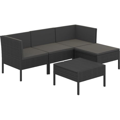 5 PCS Garden Lounge Set con cojín de empuje de terciopelo