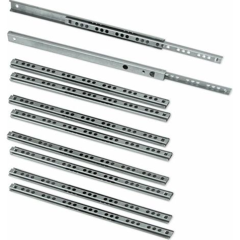 Coulisse pour tiroirLot de 5 paires (10 pièces) Coulisses/Glissières à Billes Extrait Partie 17mm x 278mm pour Tiroir, Zingué (1/4)