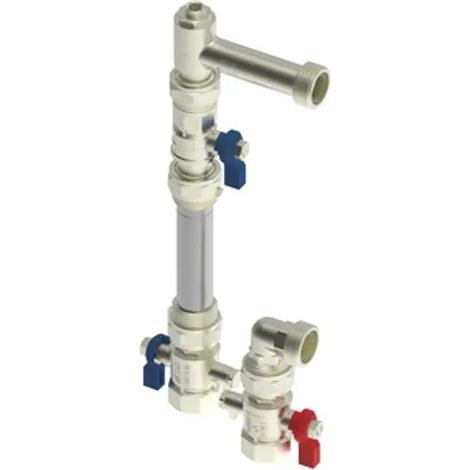 Roth Kit de compteur de chaleur vertical avec 3 robinets à boisseau sphérique nickelés, 1135010091