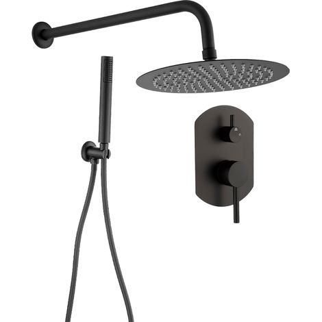 Moderne Unterputz-Regendusche NALA schwarz matt Duschkopf Ø 20cm (1/4)