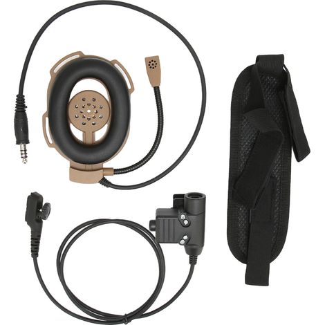 Casque militaire unilatéral HD01 haute résistance pour talkie-walkie Hytera PD‑780 PD‑785 PD‑788 marron (1/5)