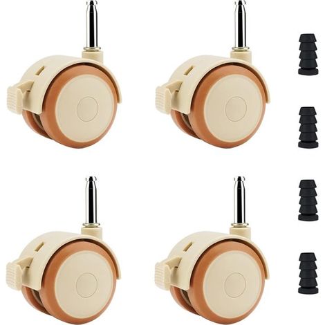 Lenkrollen mit Bremse,kleine Rollen für Hartböden,4 Lenkrollen für Kinderbetten,Doppelrollen mit Bremse,50 mm (1/5)