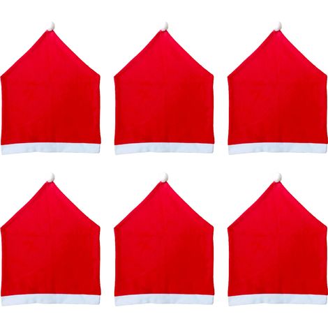 Juego de 6 fundas para sillas, tela no tejida, estampado de calcetín navideño, decoración de mesa para fiestas. (1/5)