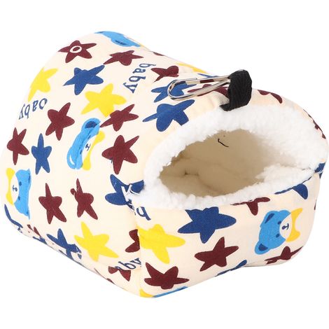 Hamac suspendu en coton pour petits animaux, idéal pour hamsters, chinchillas et autres petits animaux en hiver (21 x 20 cm, étoiles). (1/5)