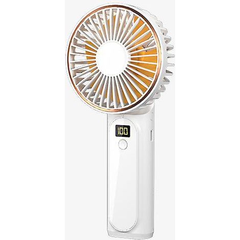 Handventilator, tragbarer Ventilator, USB-wiederaufladbarer persönlicher Ventilator, 180° faltbarer Mini-Tischventilator mit Geschwindigkeitsstufen, LCD-Digitalanzeige, Trageband als Ventilator