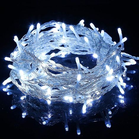 Guirlande lumineuse étanche à 100 LED pour mariage, Noël, cour, jardin (blanc pur)