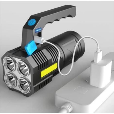 Lampe Torche - LED COB Rechargeable - Étanche IPX6 - 4 Modes d'Éclairage - Pour Travail Extérieur Camping Randonnée Pêche - 1 Pièce (1/4)