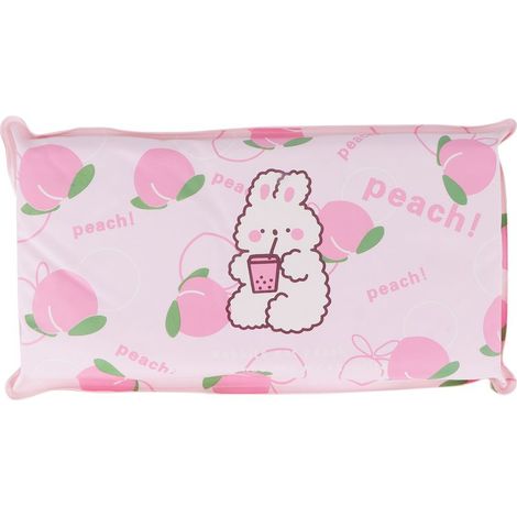 Oreiller rafraîchissant pliable en cristal de glace à réduction de température, pour sieste, enfants et adultes, motif lapin pêche rose. (1/5)