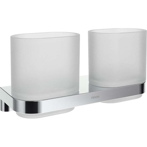Ravak Chrome - Support double pour brosses à dents et dentifrice, verre/chrome X07P1365 (1/4)