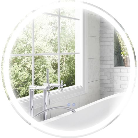 Runder Badezimmerspiegel 60x60 cm mit LED-Beleuchtung, Touch-Funktion und Antibeschlagbeschichtung
