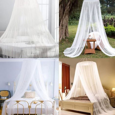 Moustiquaire de lit, Moustiquaire Ciel de Lit, Moustiquaire Grand Lit, Moustiquaire de Lits Simples et Doubles (Blanc) (1/4)