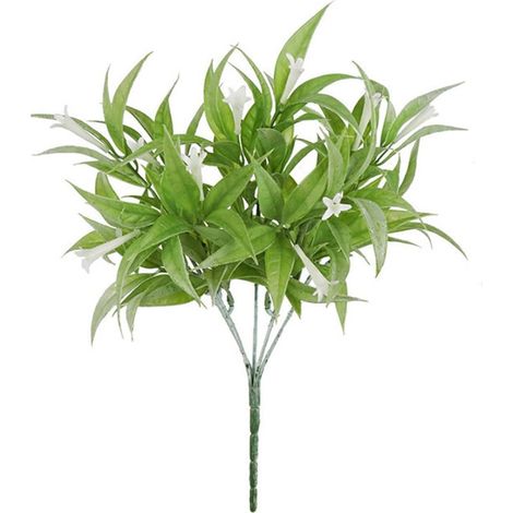 Fleur Artificielle Trompette - Plante Synthétique Extérieure Résistante Aux UV - Décor Pour Balcon Jardin Porche - Blanc - 1 Pièce (1/3)