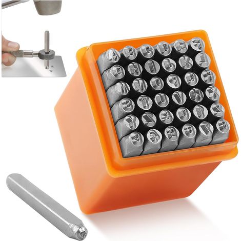 37 pezzi di lettere e numeri da perforare, lettere dalla A alla Z e dalla 0 alla 9 da perforare in metallo, punzone in metallo da perforare, lettere e numeri da perforare, lettere da perforare da 6 mm