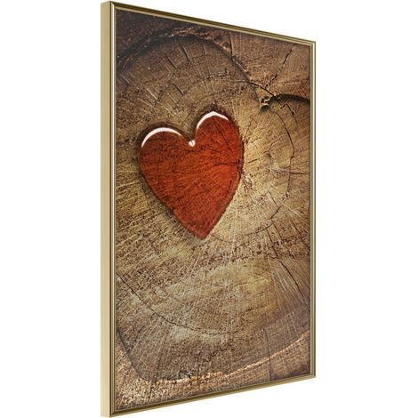Affiche Murale Encadrée "Carved Heart" 30 x 42 cm Or