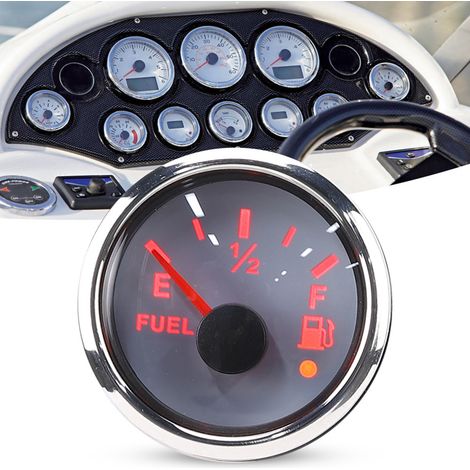 2-Zoll-Kraftstoffstandsanzeige Intelligenter Alarm IP67 Wasserdichtes Marine-Autoinstrument 316 Edelstahl(Normes américaines 24033Ω blanc ) (1/5)