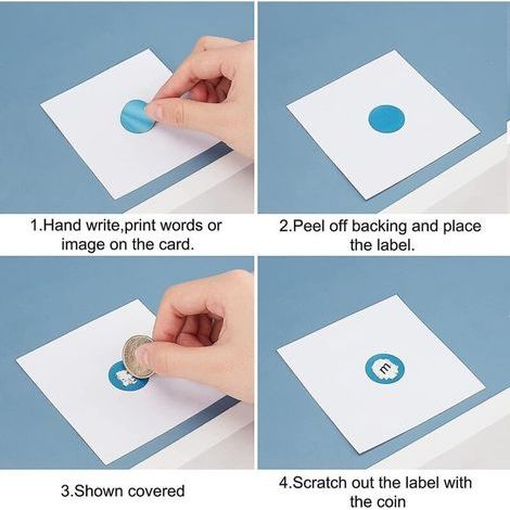 Runde Rubbelsticker – 500 Stück pro Rolle – Blau – Ideal für Spiele, Lotterien und kreative Aktivitäten (1/2)