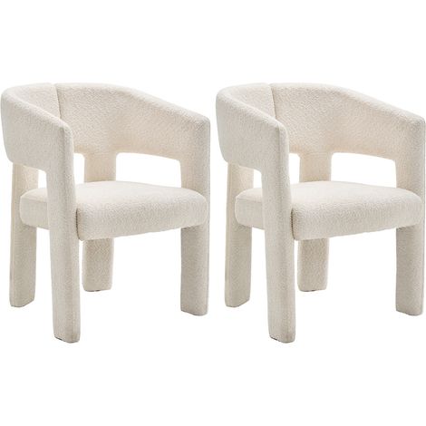 Gaspard - lot de 2 fauteuils en tissu bouclette - beige