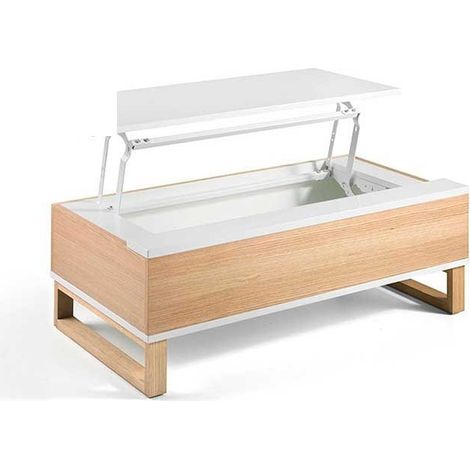 MOMMA HOME Mesa de Centro rectangula - Modelo Royal - Color Roble/Blanco - Material Roble/MDF - Medidas 110 x 60 x 38 cm (1/5)