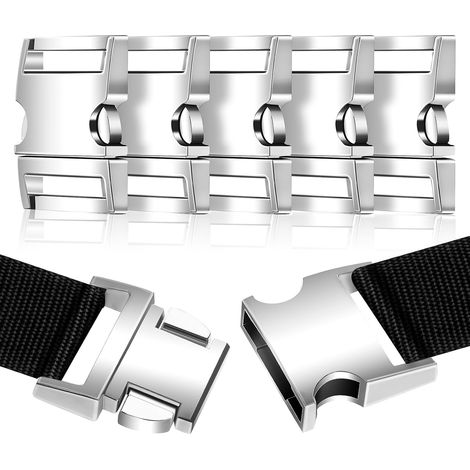 Boucles Métalliques Accessoires Sécurisés et Faciles à Utiliser 6 Pièces en Alliage Argenté pour Sangles 20mm pour Paquet et Colliers de Chien, pour Projets DIY (1/5)