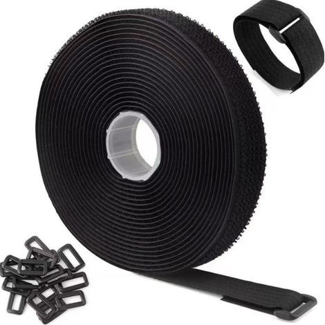 (5 cm x 5 m) 2pcs Attaches de câble réglables avec Velcro haute résistance, deux attaches de 5 cm x 5 m, 50 boucles – réglables, coupables, réutilisables, pour fixer des câbles, des tuyaux, des tubes, (1/4)