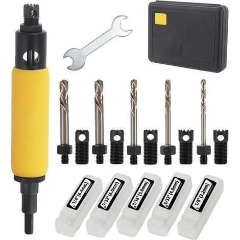 [JAMAIS UTILISÉ]Outil d'extraction de rivets pour perceuse électrique, outil d'extraction de rivets aveugles pour rivets de 1/8, 5/32, 3/16, 7/32 et 1/4 pouce (1/5)