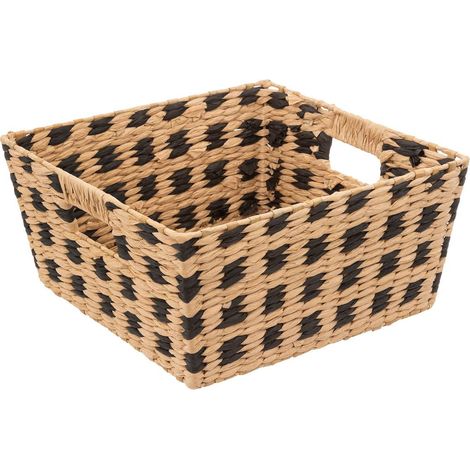 5Five Simply Smart – Panier de rangement tressé noir et naturel 31 x 15 cm – Matière papier et fer – Pour décoration intérieure élégante - NOIR 31 X (1/4)